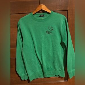 Peanuts Green Crewneck Sweater with Snoopy